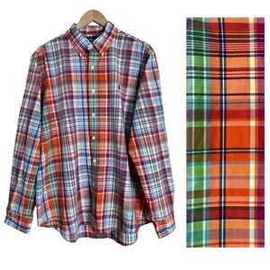 Ralph Lauren Plaid Button Down Cotton Shirt Size Large